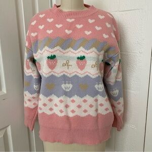 Kawaii Strawberries & Hearts Pullover